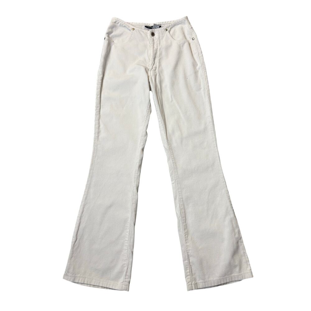 Vintage 90's Y2K Anchor Blue White Corduroy Flare Pants Bootcut High Waist Small